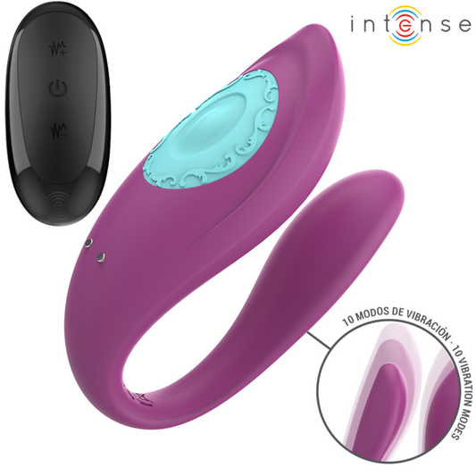 INTENSE - ANNIE VIBRATEUR ET STIMULATEUR EN U VIOLET TÉLÉCOMMANDE INTENSE COUPLES TOYS
