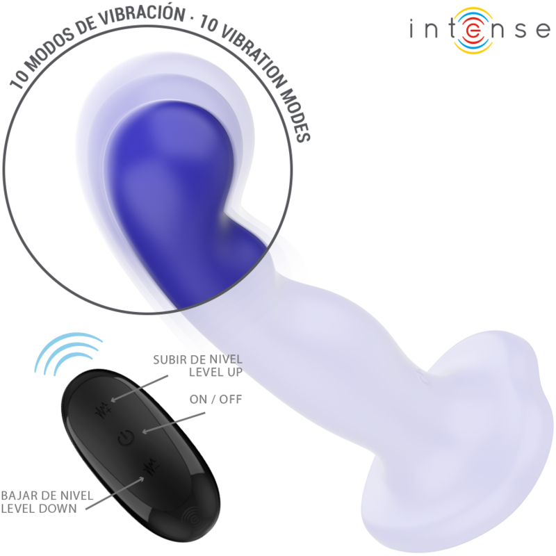 INTENSE - SHORTY VIBRATEUR AVEC VENTOUSE TÉLÉCOMMANDE BLEUE - Sensualia
