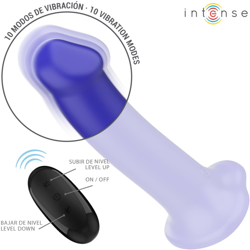 INTENSE - VICTORIA VIBRATEUR AVEC VENTOUSE 10 VIBRATIONS BLEU FONCÉ TÉLÉCOMMANDE - Sensualia