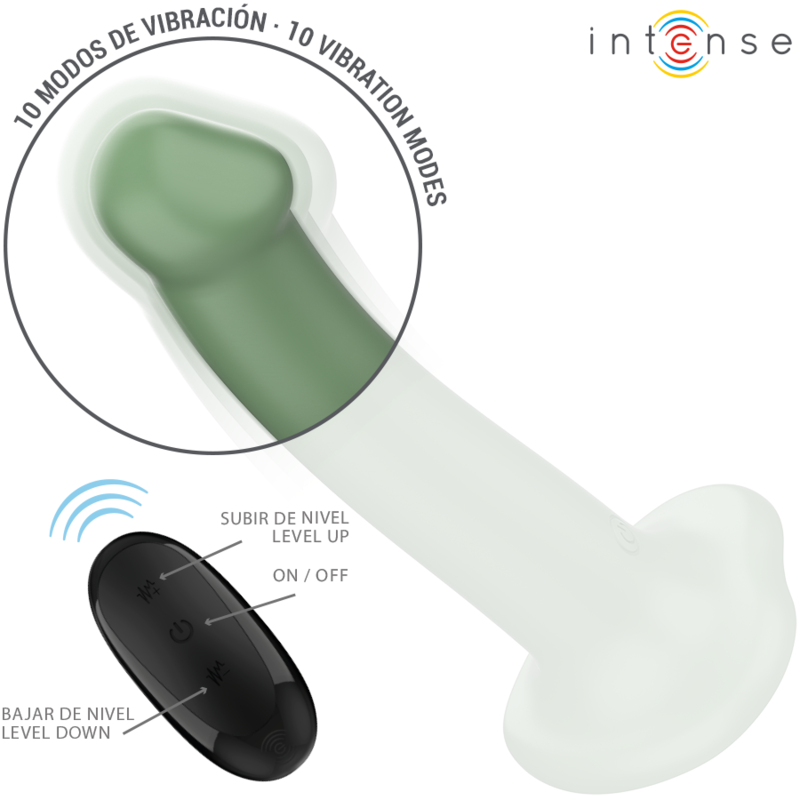 INTENSE - BECCA VIBRATEUR AVEC VENTOUSE 10 VIBRATIONS TÉLÉCOMMANDE VERTE - Sensualia