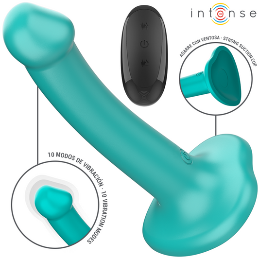INTENSE - KATIE VIBRATEUR AVEC VENTOUSE 10 VIBRATIONS TÉLÉCOMMANDE BLEUE - Sensualia