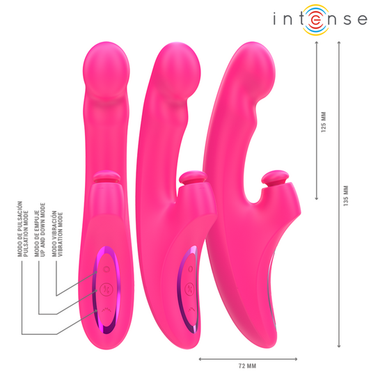 INTENSE - EMI VIBRATEUR 13,5 CM MULTIFONCTION 3 EN 1 10 VIBRATIONS ROSE - Sensualia