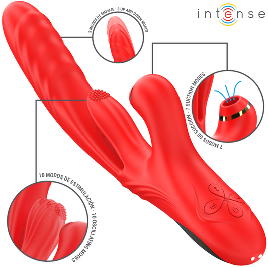 INTENSE - KAROL VIBRATEUR MULTIFONCTION POUSSÉE & STIMULATION & ASPIRATION ROUGE - Sensualia