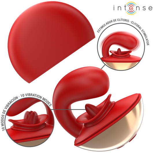 INTENSE - VIBRATEUR & STIMULATEUR MARIAH EN FORME DE U 10 VIBRATIONS ROUGE - Sensualia