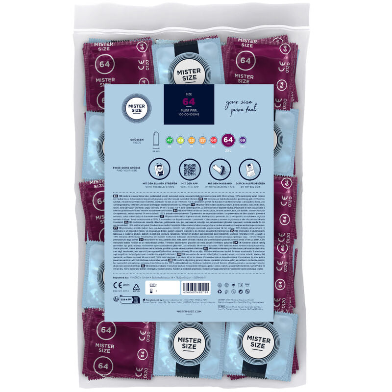 MISTER SIZE - PRÉSERVATIFS TAILLE XXL 64 MM (100 UNITÉS) - Sensualia