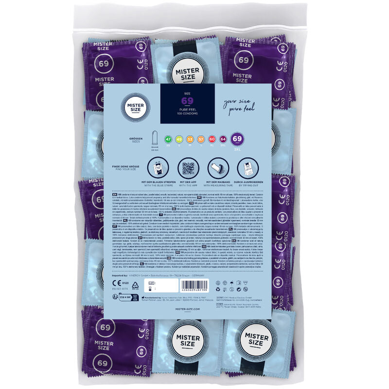 MISTER SIZE - PRÉSERVATIFS TAILLE XXXL 69 MM (100 UNITÉS) - Sensualia