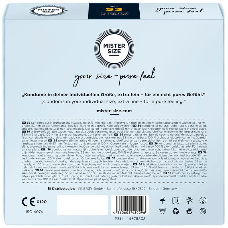 MISTER SIZE - PRÉSERVATIF TAILLE M 53 MM (36 UNITÉS) - Sensualia