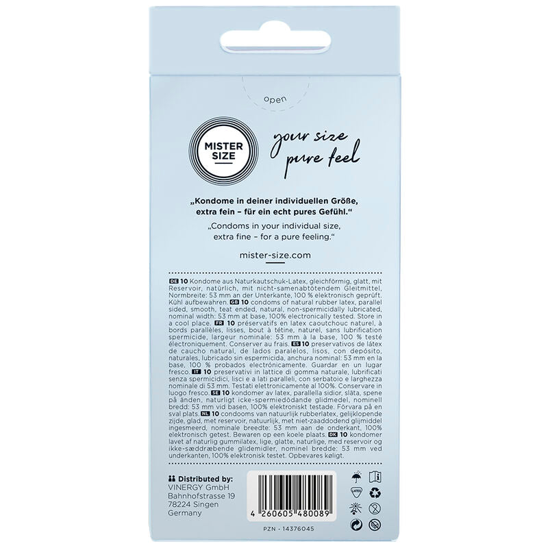 MISTER SIZE - PRÉSERVATIF TAILLE M 53 MM (10 UNITÉS) - Sensualia
