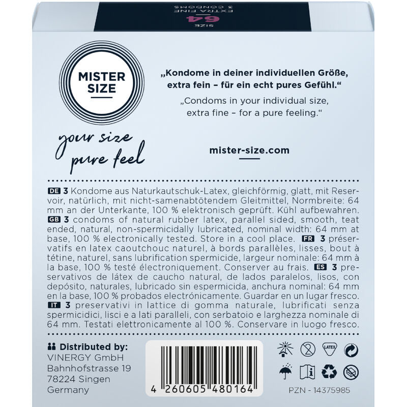 MISTER SIZE - PRÉSERVATIFS TAILLE XXL 64 MM (3 UNITÉS) - Sensualia