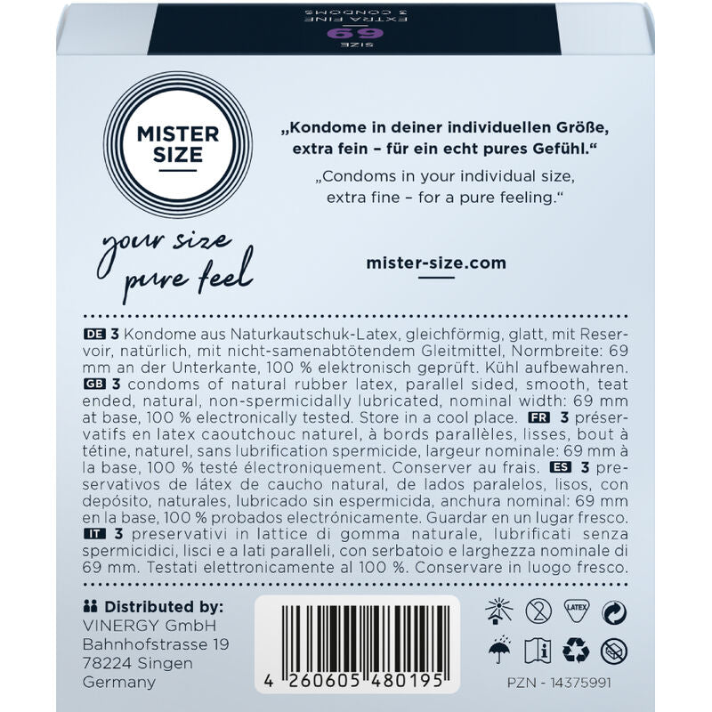 MISTER SIZE - PRÉSERVATIFS TAILLE XXXL 69 MM (3 UNITÉS) - Sensualia
