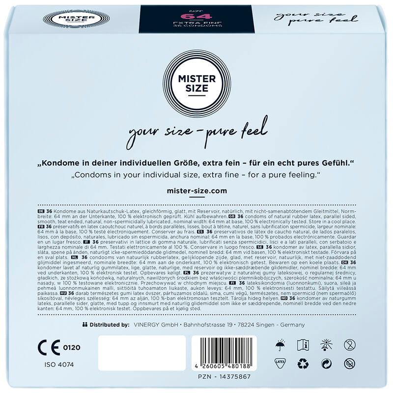 MISTER SIZE - PRÉSERVATIFS TAILLE XXL 64 MM (36 UNITÉS) - Sensualia