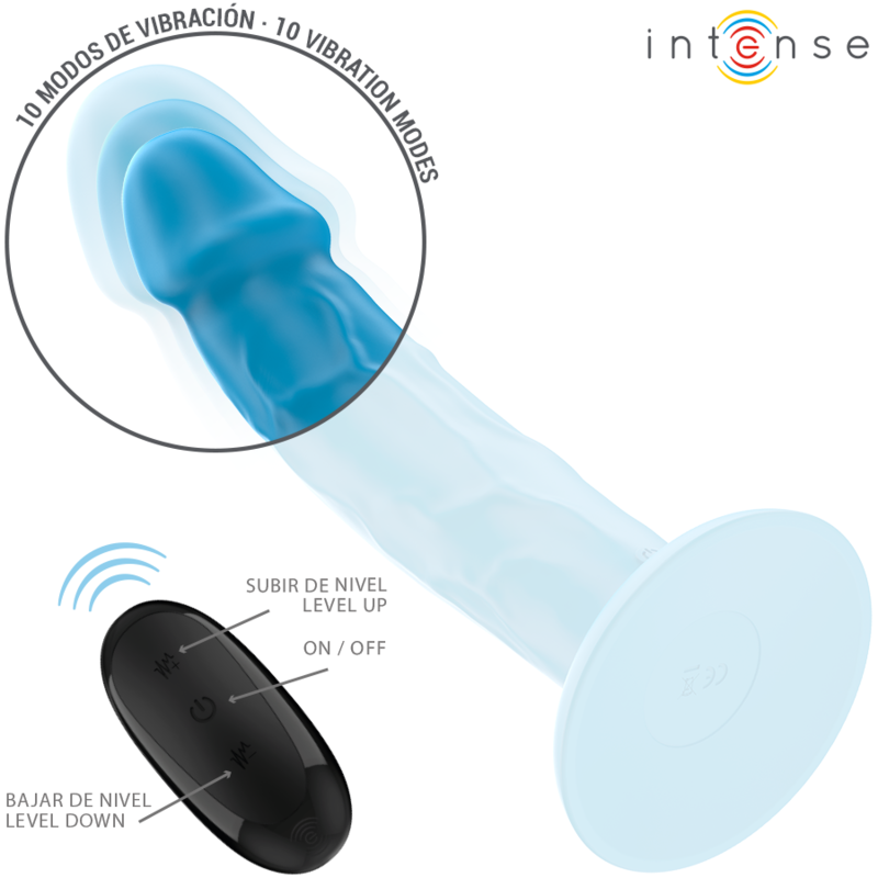 INTENSE - PHOEBE VIBRATEUR RÉALISTE 10 VIBRATIONS TÉLÉCOMMANDE BLEU - Sensualia