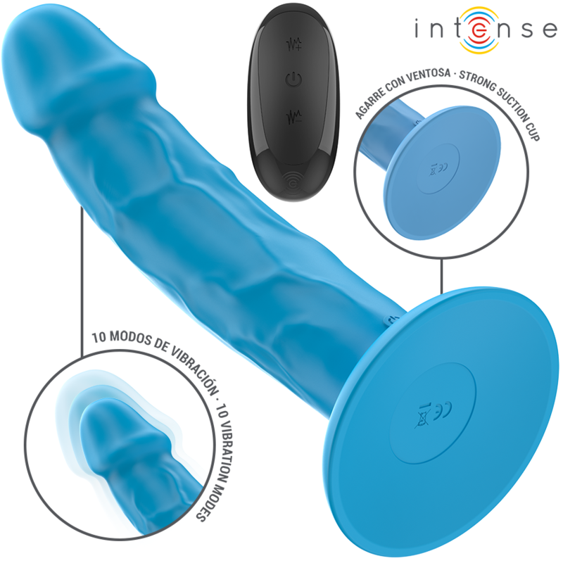 INTENSE - PHOEBE VIBRATEUR RÉALISTE 10 VIBRATIONS TÉLÉCOMMANDE BLEU - Sensualia