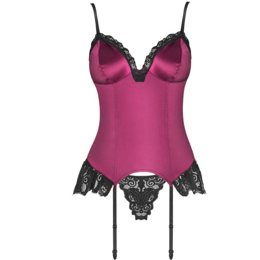LIVCO CORSETTI FASHION - AGRAFENA CF 90436 CORSET + STRING BORDEAUX S/M - Sensualia