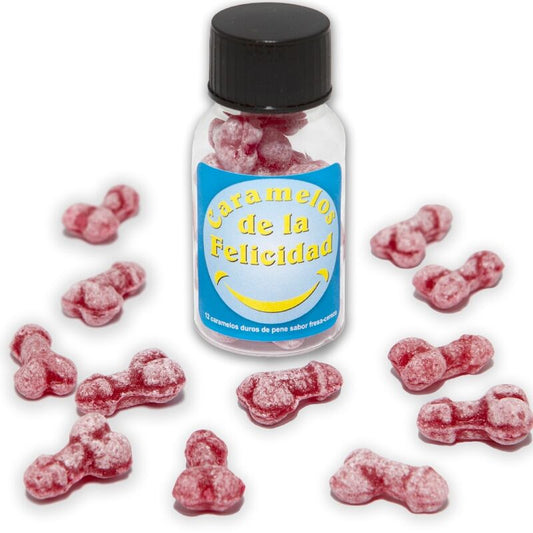 DIABLO PICANTE - POT DE 12 BONBONS HAPPY PENIS AUX FRAISE/CERISE - Sensualia