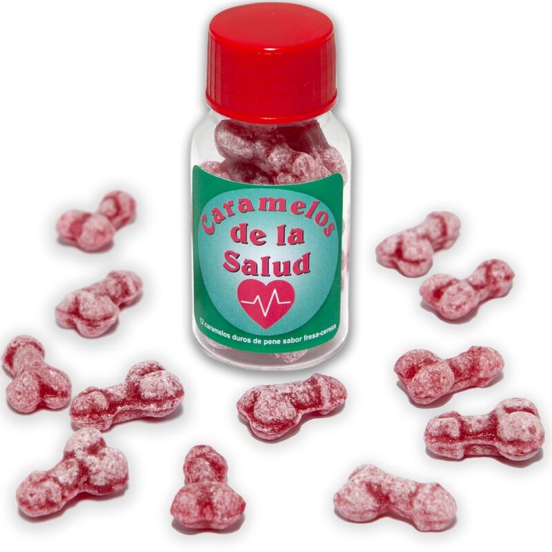 DIABLO PICANTE - 12 BONBONS SANTÉ FORME PÉNIS FRAISE/CERISE - Sensualia