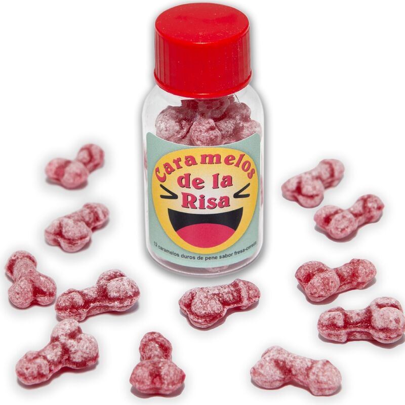DIABLO PICANTE - 12 BONBONS RIRE EN FORME DE PÉNIS FRAISE/CERISE - Sensualia