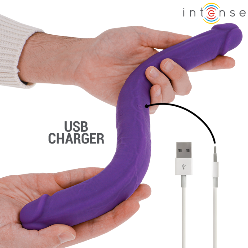 INTENSE - GUNTER DILDO DOUBLE VIBRATEUR 40 CM VIOLET TÉLÉCOMMANDE - Sensualia