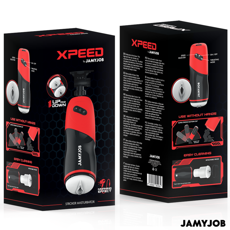 JAMYJOB - MASTURBATEUR VAGIN AUTOMATIQUE XPEED 5 MODES DE POUSSÉE ET EFFET SONORE JAMYJOB