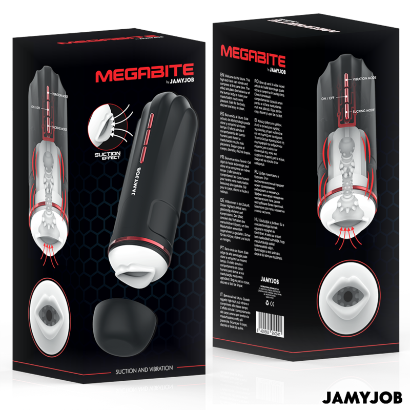 JAMYJOB - MASTURBATEUR BOUCHE AUTOMATIQUE MEGABITE 5 MODES D'ASPIRATION ET DE VIBRATION JAMYJOB