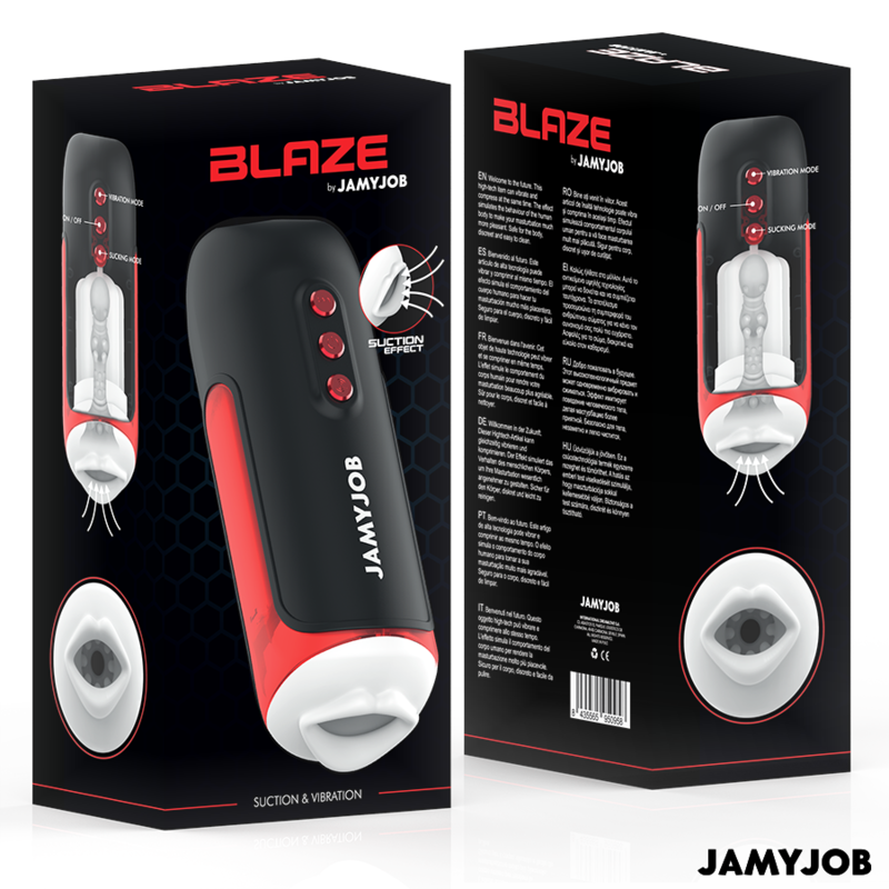 JAMYJOB - MASTURBATEUR BOUCHE AUTOMATIQUE BLAZE 5 MODES D'ASPIRATION ET DE VIBRATION JAMYJOB