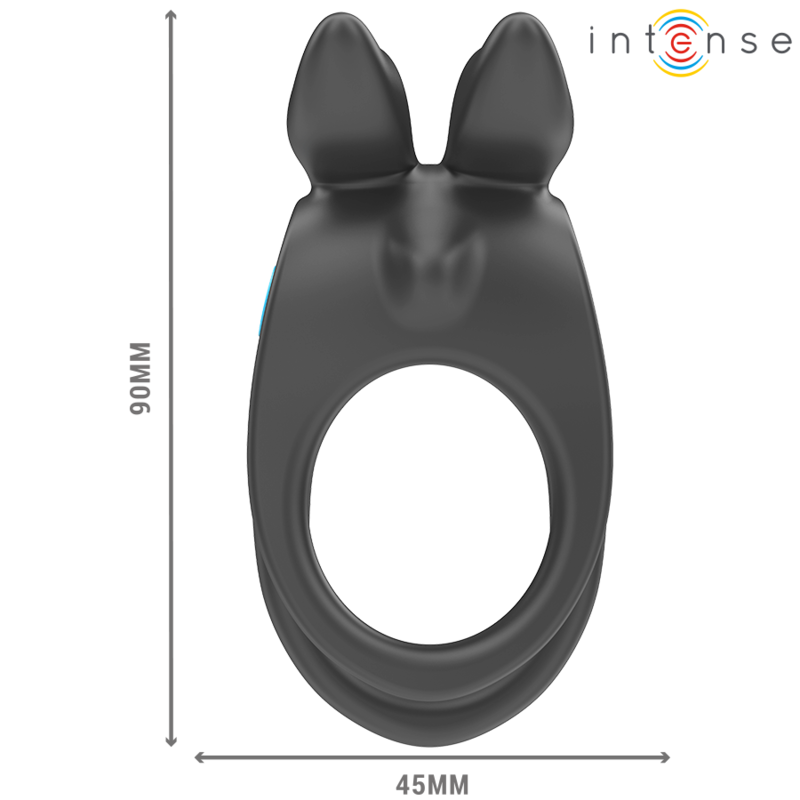 INTENSE - SAM VIBRATEUR DOUBLE ANNEAU PÉNIS 10 VIBRATIONS NOIR - Sensualia
