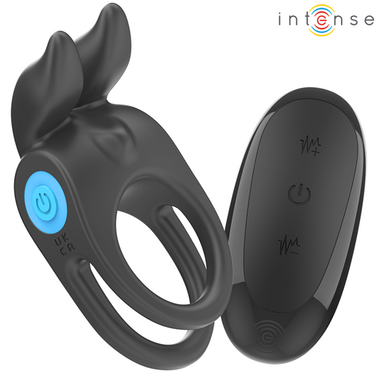 INTENSE - SAM VIBRATEUR DOUBLE ANNEAU PÉNIS 10 VIBRATIONS NOIR - Sensualia