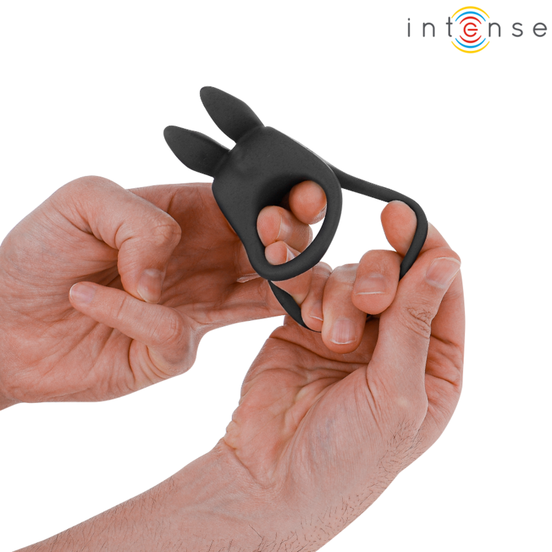 INTENSE - SAM VIBRATEUR DOUBLE ANNEAU PÉNIS 10 VIBRATIONS NOIR - Sensualia