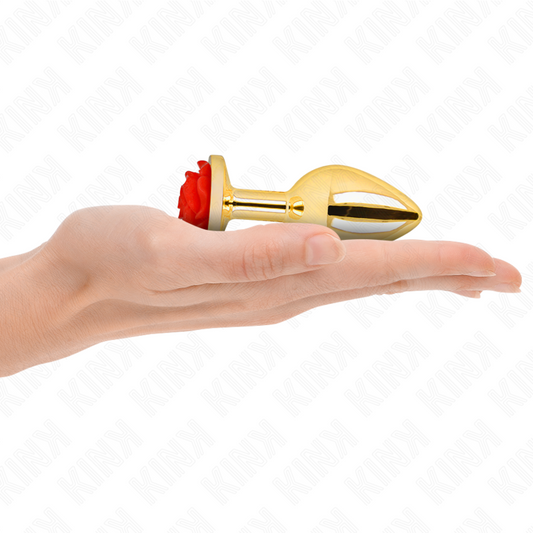 KINK - PLUG ANAL OR ROSE ROUGE TAILLE M - Sensualia