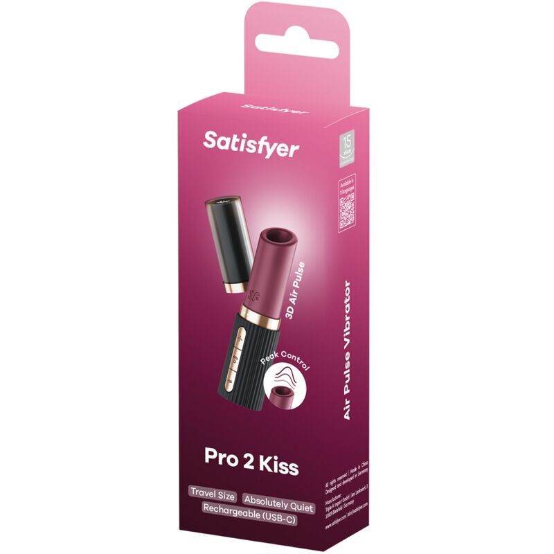 SATISFYER - STIMULATEUR DE CLITORIS PRO 2 KISS WAVE GRENAT / NOIR - Sensualia