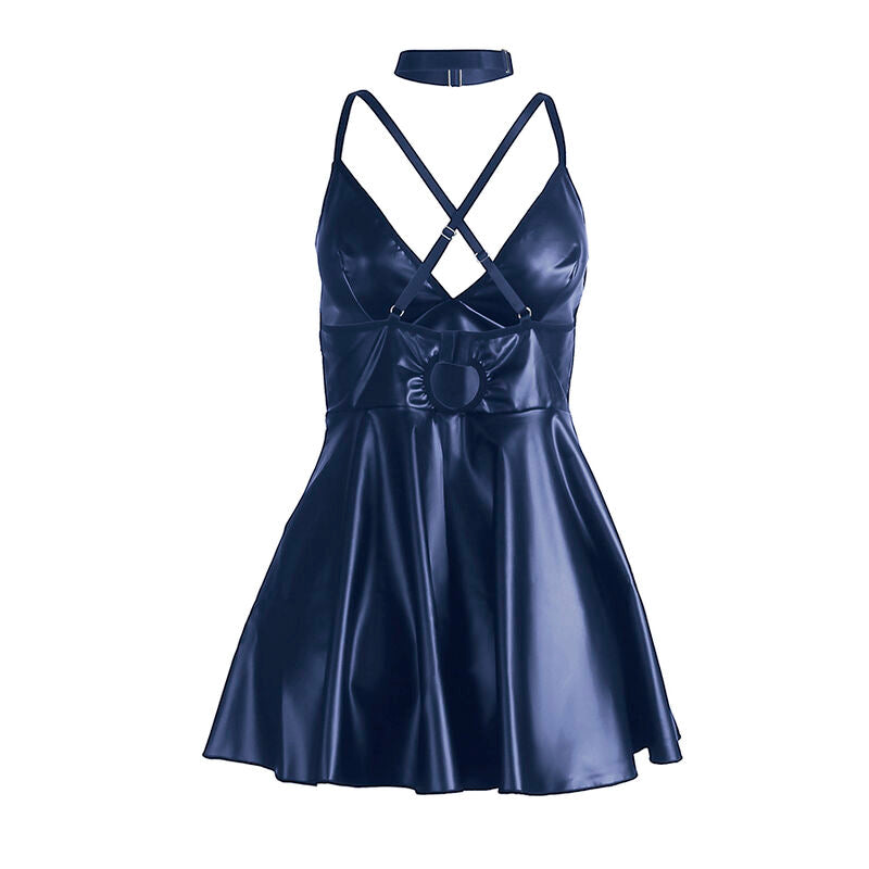 SUBBLIME - 955427 ROBE À BRETELLES EN CUIR BLEU L/XL - Sensualia