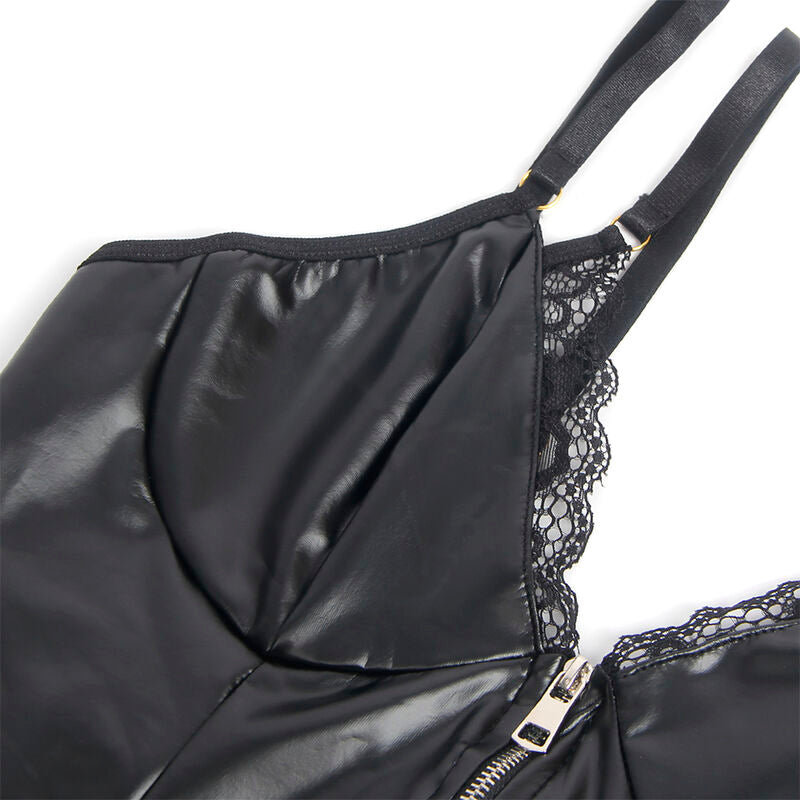SUBBLIME - 955458 BODY FERMETURE ÉCLAIR EN CUIR NOIR S/M - Sensualia