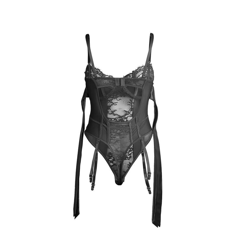 SUBBLIME - 955496 BODY EN DENTELLE AVEC NŒUDS ET JARRETELLES NOIR S/M - Sensualia