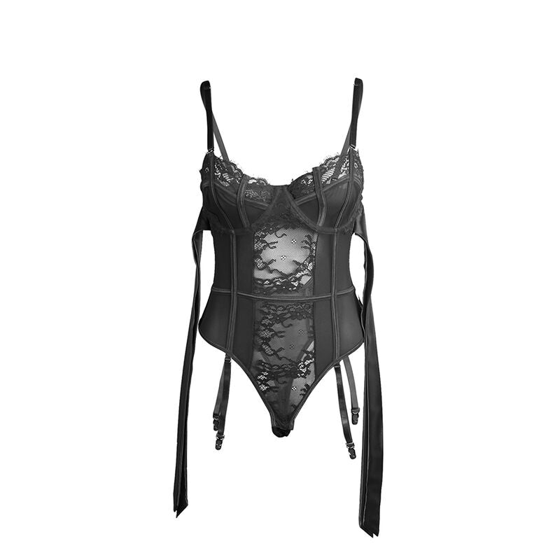 SUBBLIME - 955496 BODY EN DENTELLE AVEC NŒUDS ET JARRETELLES NOIR S/M - Sensualia