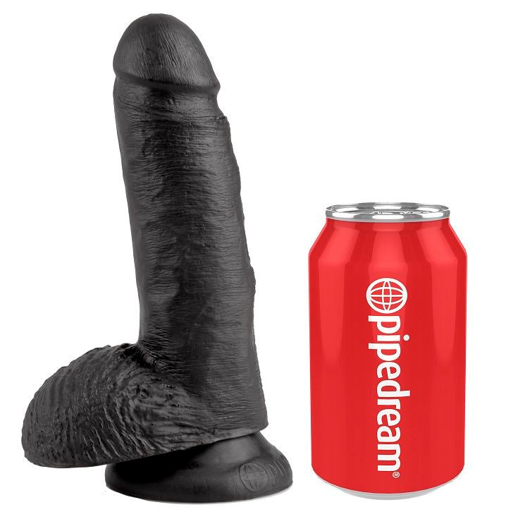 KING COCK - 7 GODE NOIR AVEC BOULES 17.8 CM - Sensualia