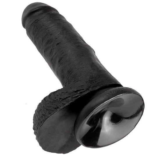 KING COCK - 7 GODE NOIR AVEC BOULES 17.8 CM - Sensualia