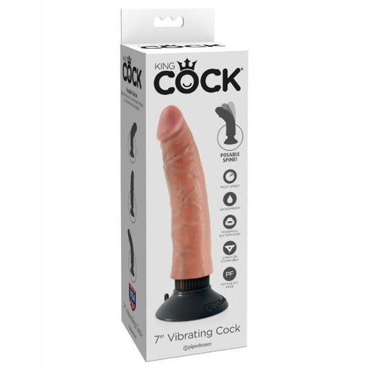 KING COCK - GODE VIBRATEUR 17.78 CM NATUREL - Sensualia