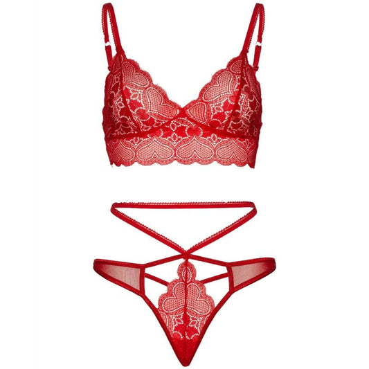 LEG AVENUE - SET 2 PIEZAS CON TANGA DOBLE TIRANTA M/L ROJO - Sensualia