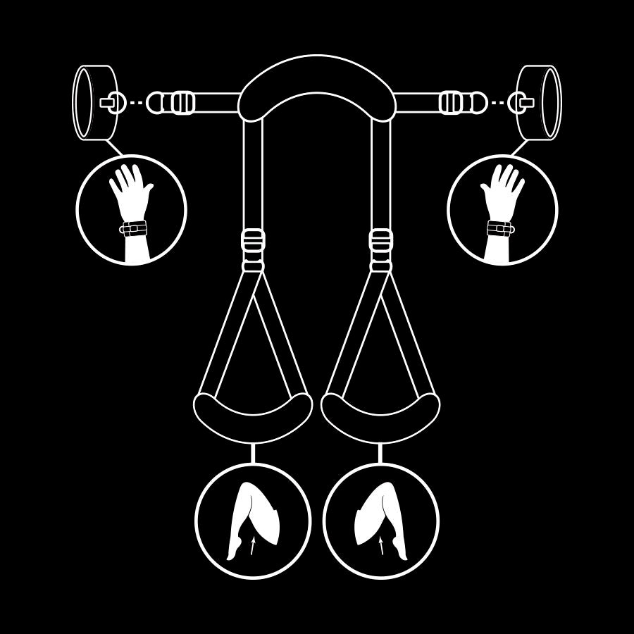 FETISH SUBMISSIVE - POSITION JAMBES OUVERTES AVEC MENOTTES DOUBLÉES EN NOPRÈNE - Sensualia