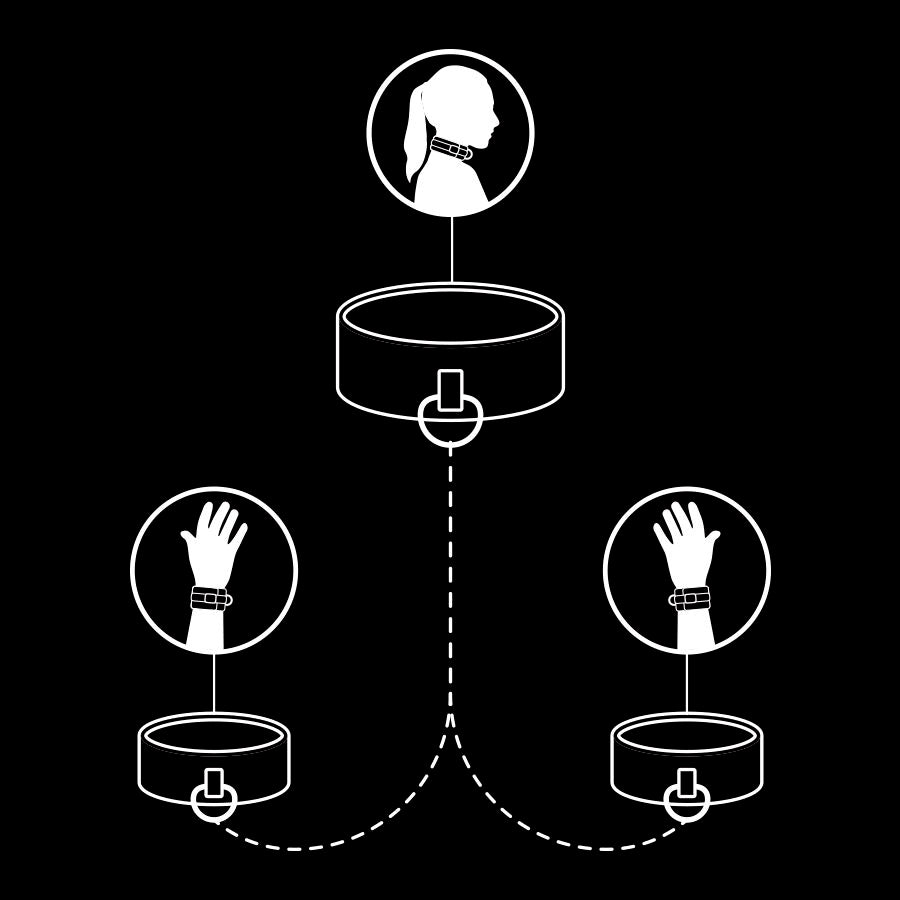 FETISH SUBMISSIVE - COLLIER ET MENOTTES EN CUIR VÉGAN AVEC DOUBLURE EN NOPRÈNE - Sensualia