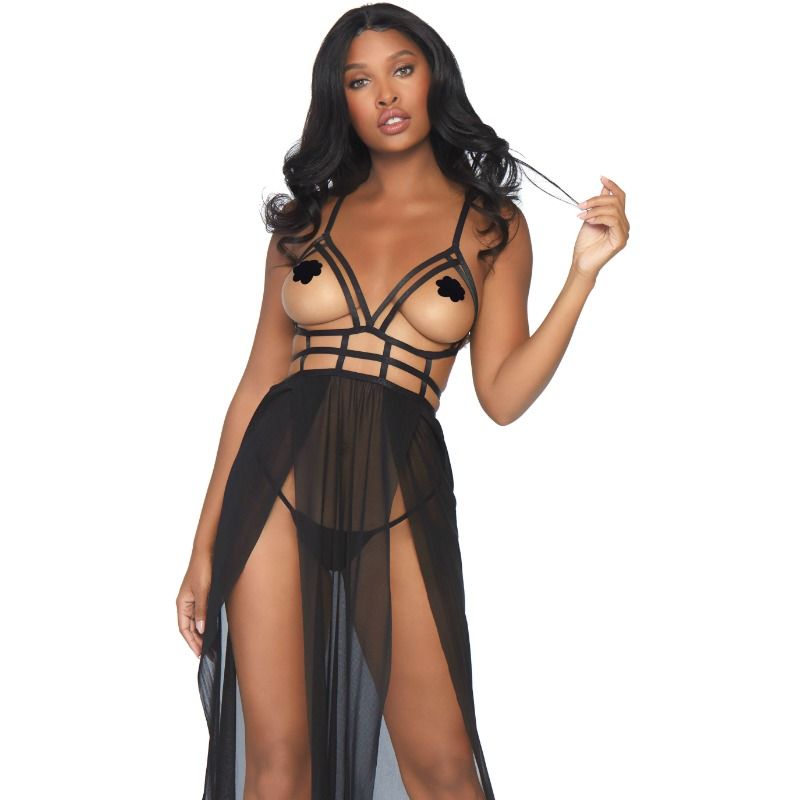 LEG AVENUE - ROBE MAXI CAGE ET STRING S/M - Sensualia