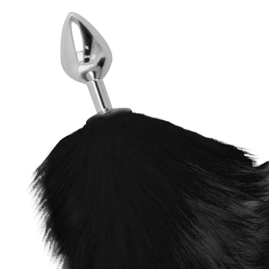 DARKNESS - PLUG ANAL ARGENT 8 CM AVEC QUEUE NOIRE - Sensualia