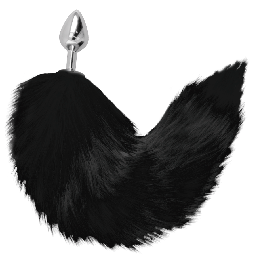 DARKNESS - PLUG ANAL ARGENT 8 CM AVEC QUEUE NOIRE - Sensualia