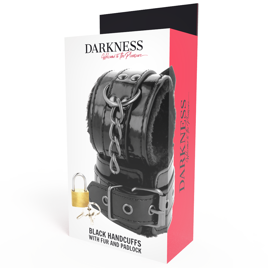 DARKNESS - MENOTTES AJUSTABLES EN CUIR NOIR AVEC CADENAS - Sensualia