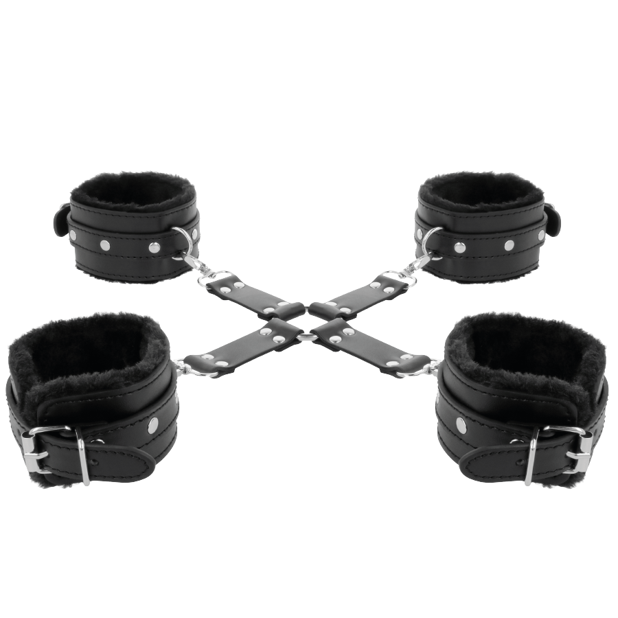 DARKNESS - MENOTTES EN CUIR POUR PIEDS ET MAINS NOIR DARKNESS BONDAGE