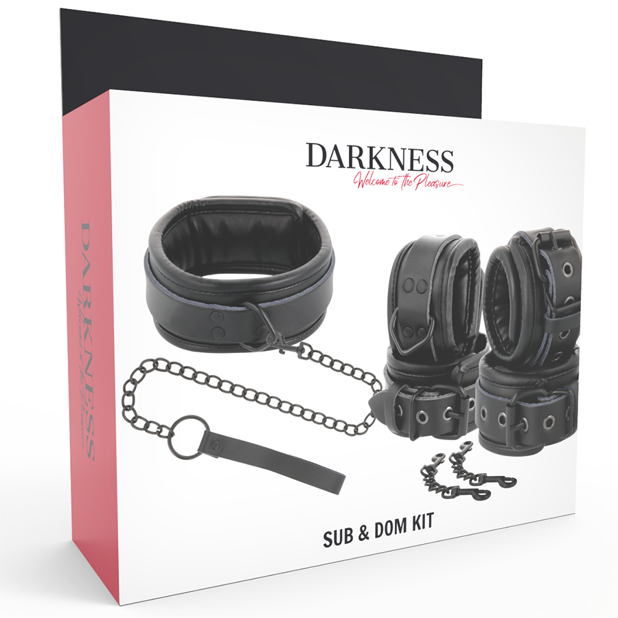 DARKNESS - MENOTTES ET COLLIER EN CUIR NOIR DARKNESS