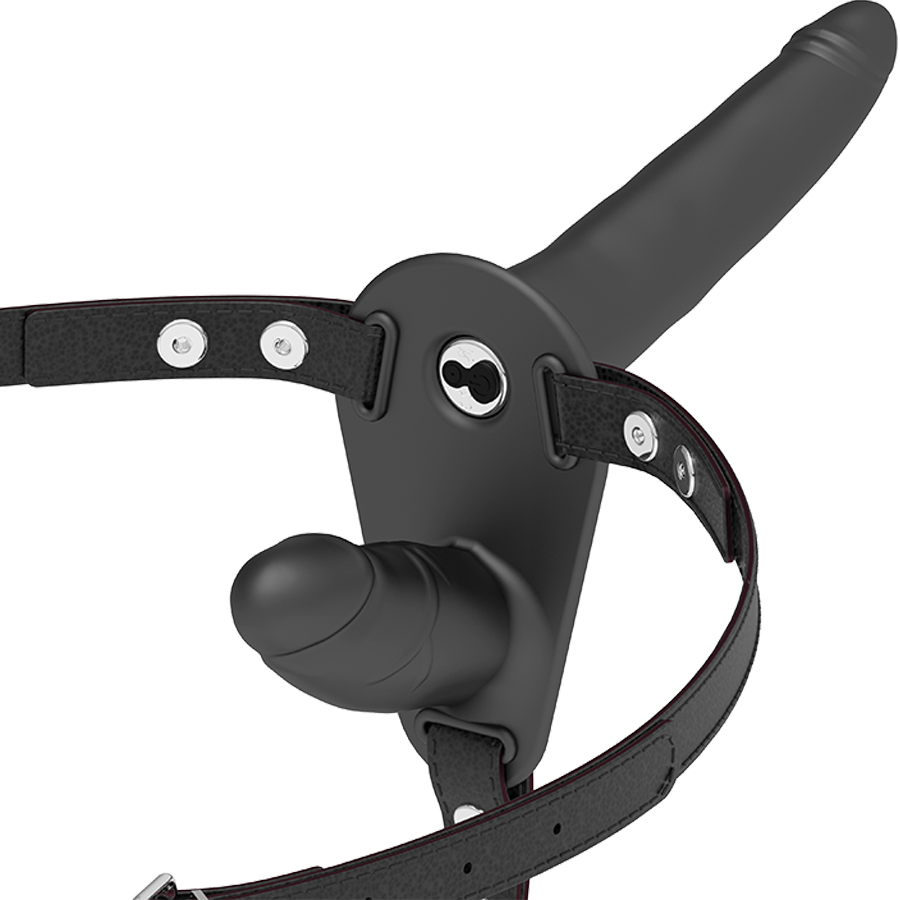 FETISH SUBMISSIVE HARNESS - VIBRATEUR NOIR DOUBLE PÉNÉTRATION - Sensualia