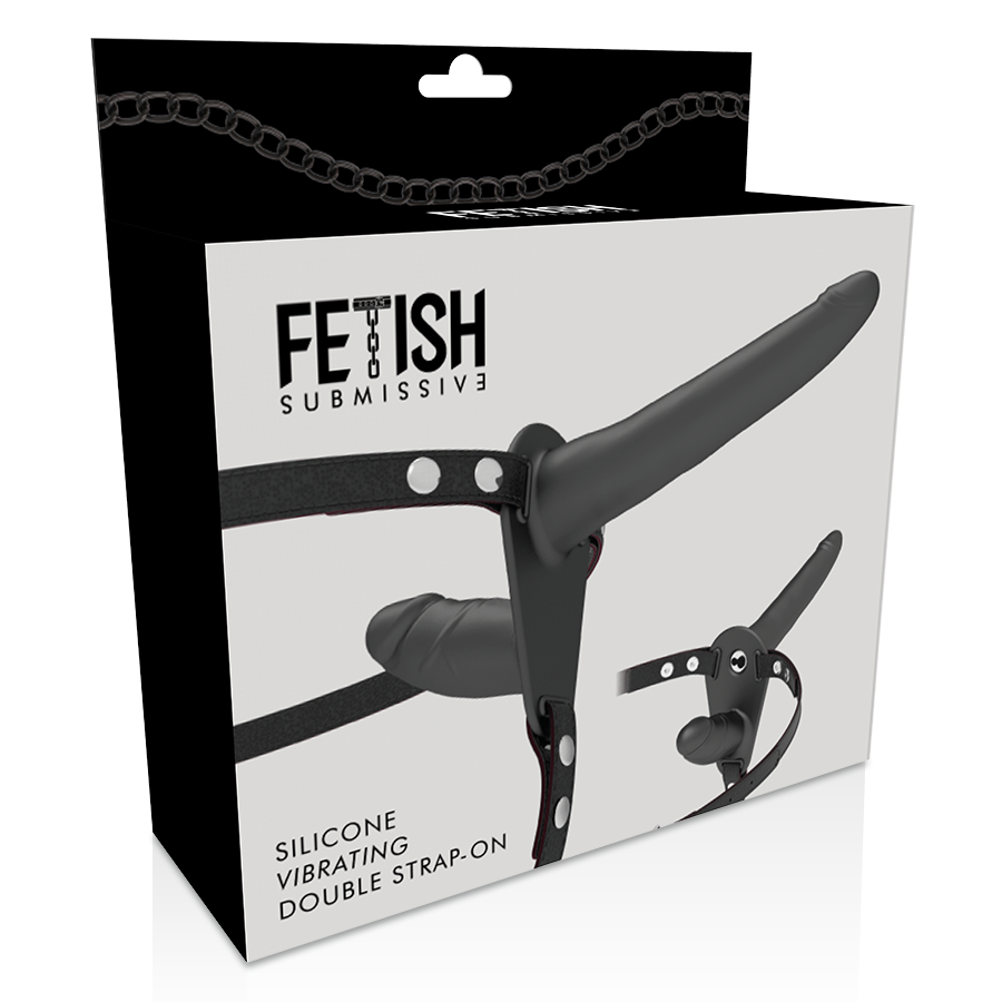 FETISH SUBMISSIVE HARNESS - VIBRATEUR NOIR DOUBLE PÉNÉTRATION - Sensualia