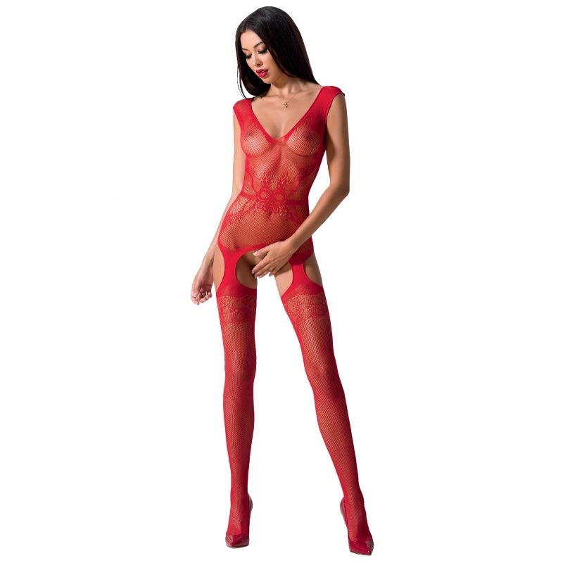 PASSION - FEMME BS062 BODYSTOCKING ROUGE TAILLE UNIQUE - Sensualia