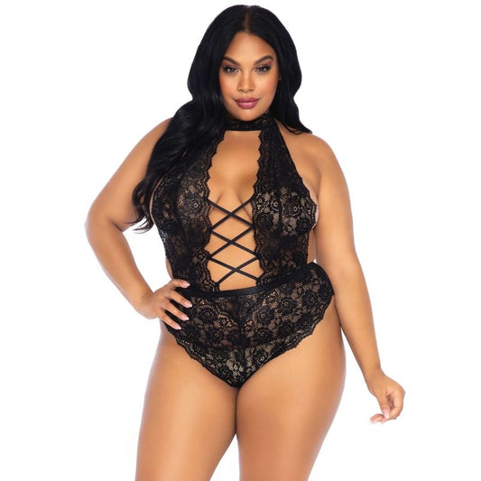 LEG AVENUE - TEDDY SANS CROTHLESS EN DENTELLE FLORALE TAILLE PLUS LEG AVENUE TEDDIES